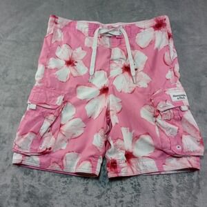 Abercrombie Fitch Cargo Swim Shorts Swimwear Board Shorts Size Large Pink Floral